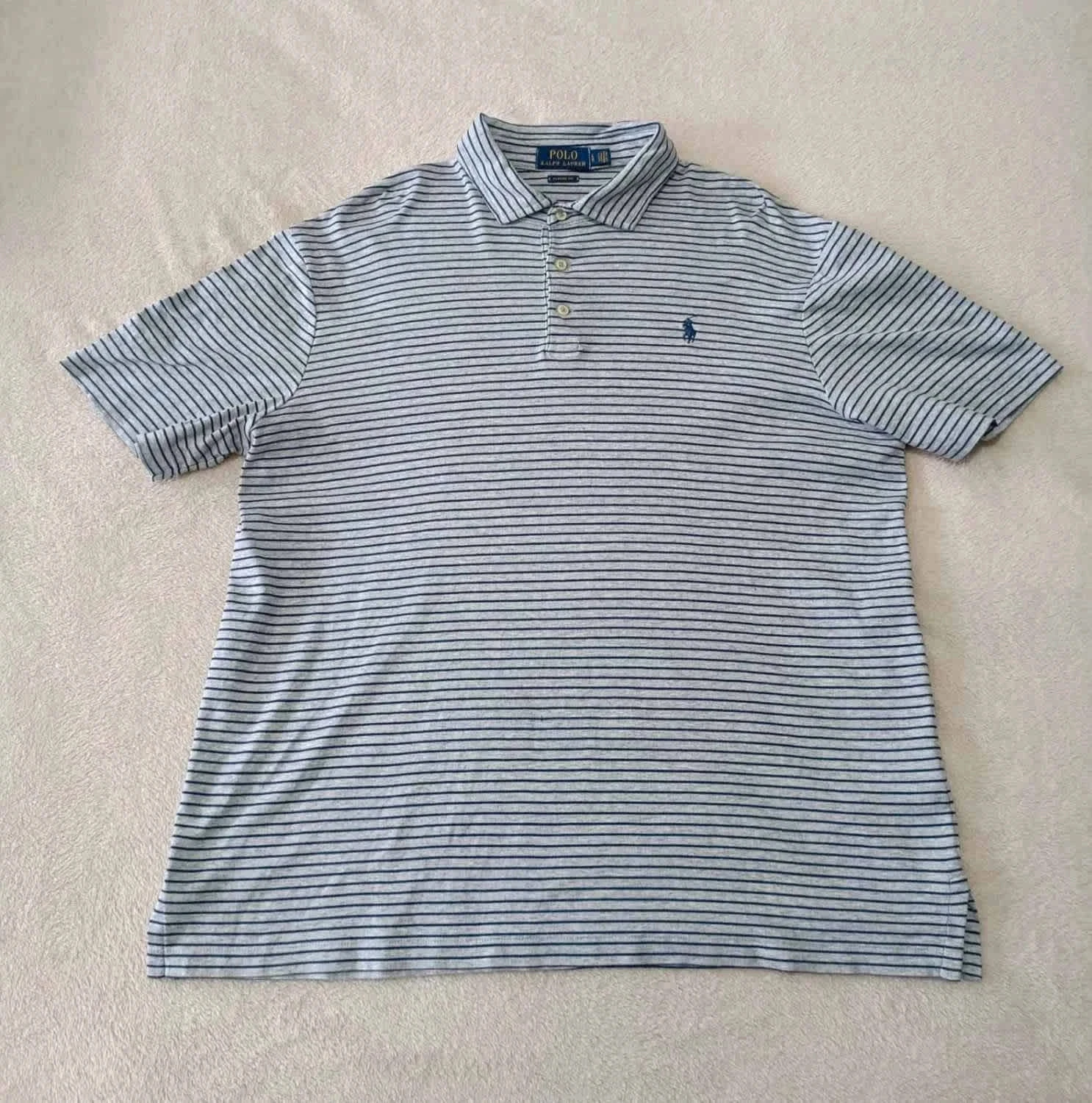 Polo Ralph Lauren gris rayures bleues Taille L – photo 2